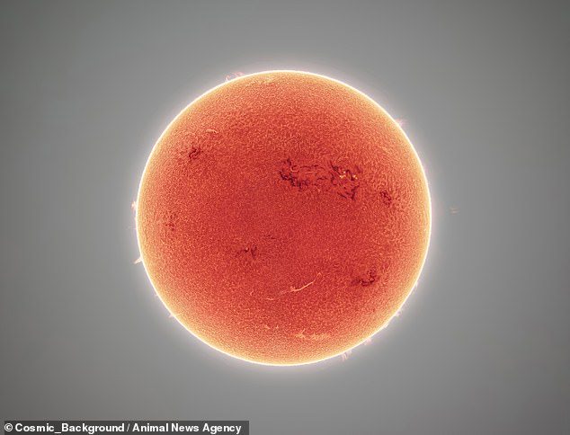 Amerykański astrofotograf Andrew McCarthy wybrał 30 000 zdjęć, aby stworzyć mozaikę przedstawiającą Słońce w wysokiej rozdzielczości z Florencji w Arizonie w USA