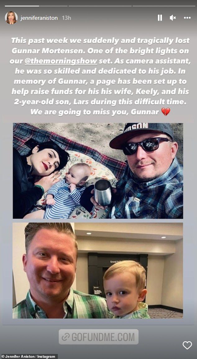 Strata: 53-letnia aktorka weszła na Instagram w czwartek, aby złożyć wyrazy szacunku swojemu zmarłemu koledze, który przeżył swoją żonę Kelly i 2-letniego syna Larsa.