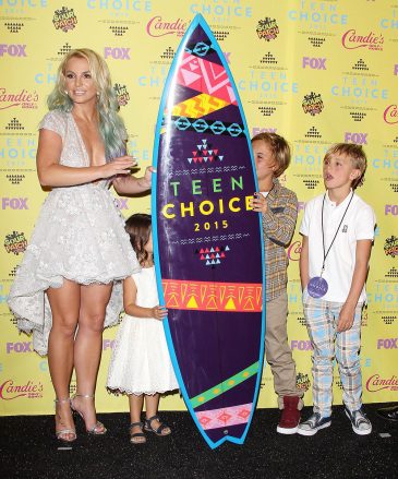 Britney Spears, Jayden James Federline, Sean Federline i jego siostrzenica Lexi Teen Choice Awards, biuro prasowe, Los Angeles, USA - 16 sierpnia 2015