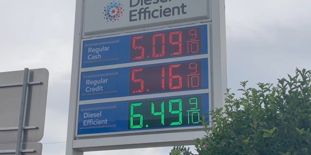 Ceny na stacjach benzynowych w New Jersey (Megan Myers / Fox News Digital)